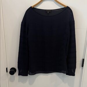 Banana Republic Dark Navy Sheer Long-Sleeve blouse size medium